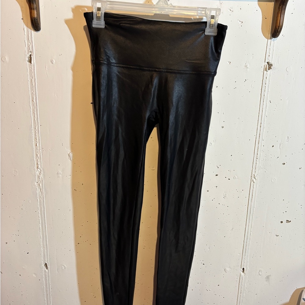 Black Faux Leather Spanx Leggings
